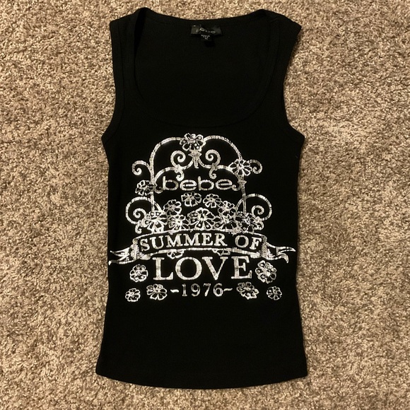 bebe Tops - Bebe rhinestone logo tank top